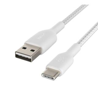 Kabel Braided USB-C USB-A 1m biały