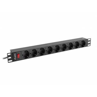 Listwa zasilająca Rack PDU 19 cali 1U 16A 9xSchuko 3m Czarna