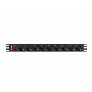 Listwa zasilająca Rack PDU 19 cali 1U 16A 9xSchuko 3m Czarna