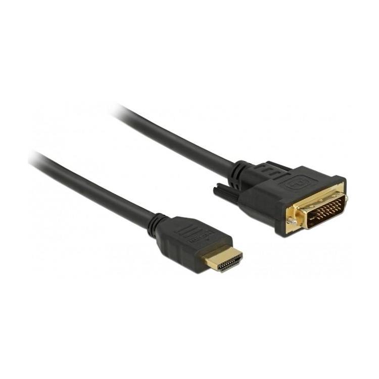 Kabel HDMI - DVI-D 2m M/M czarny dual link pozłacane styki