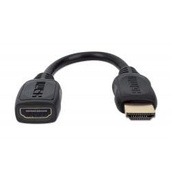 Kabel / Przedłużacz Manhattan HDMI-HDMI M/F Ethernet 4K60Hz 0,2m, czarny