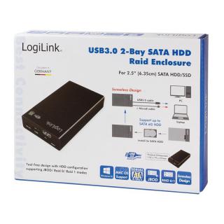 Obudowa 2xHDD/SDD USB 3.0, 2.5 cala, Raid