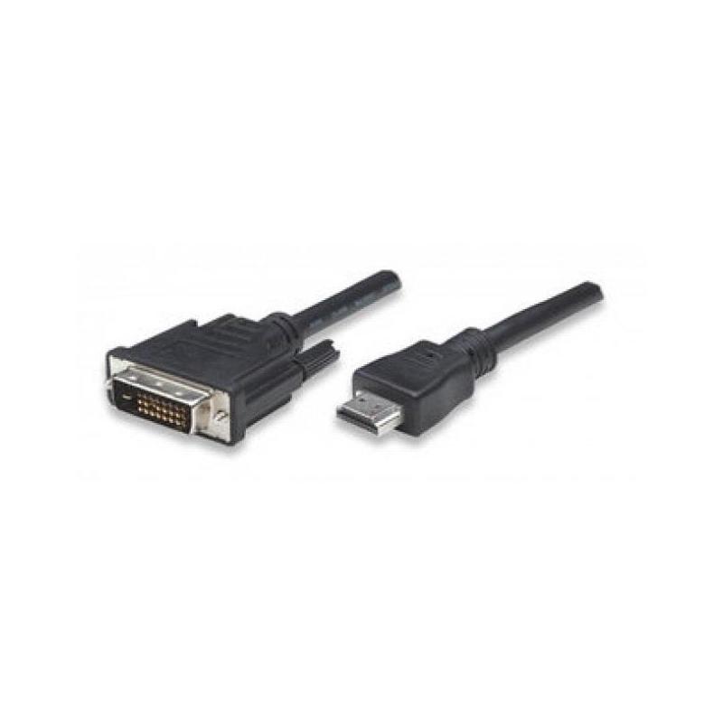 Kabel adapter Manhattan HDMI męski na DVI-D 24+1 męski, Dual Link, 1,8m, czarny