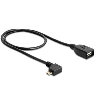 Kabel USB MICRO(M) kątowy prawo- USB-A(F) 2.0 0.5M OTG...