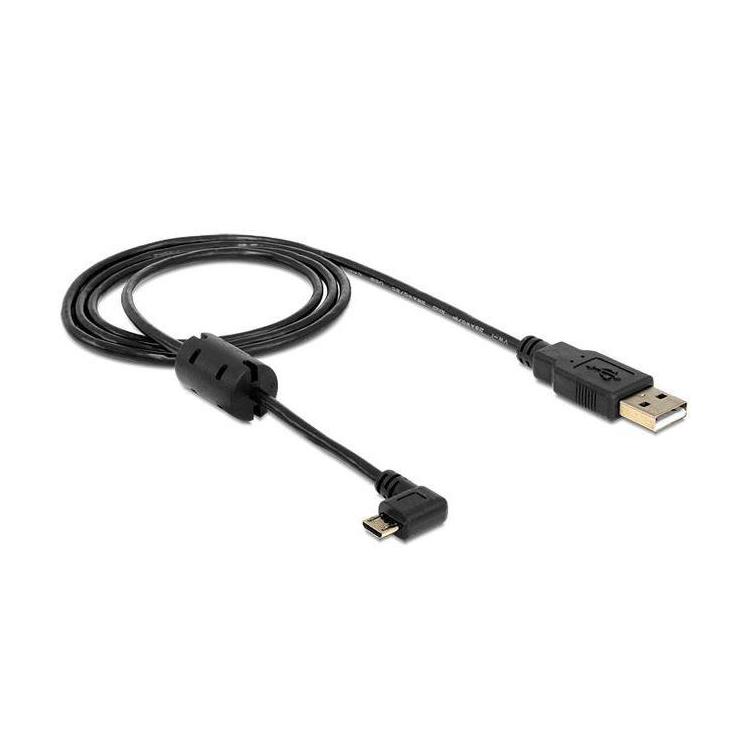 Kabel USB MICRO(M) kątowy 270" prawo- USB-A(M) 2.0 1M CZARNY FERRYT