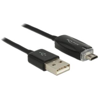 Kabel USB MICRO(M)- USB-A(M) 2.0 1M czarny wskaźnik...