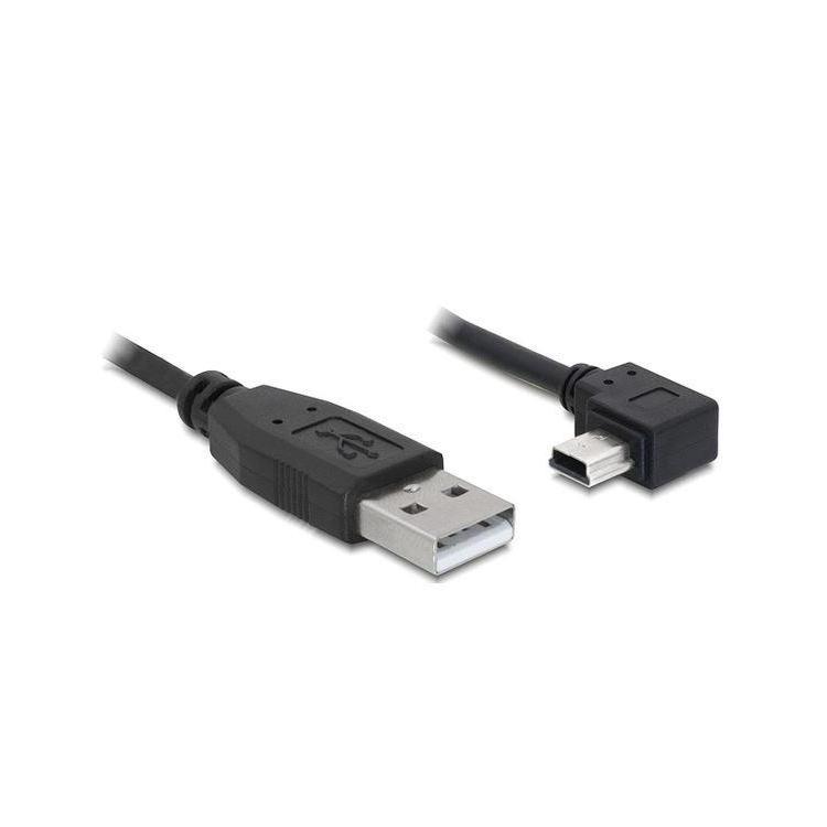 Kabel USB MINI(M) kątowy prawo- USB-A(M) 2.0 3M czarny