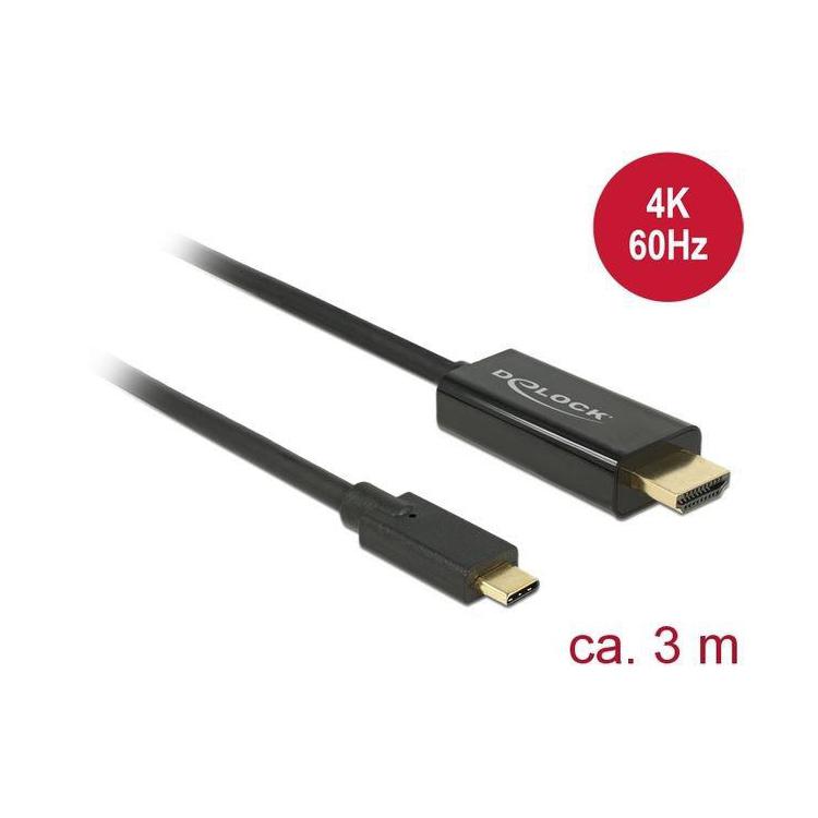 Kabel USB-C(M)- HDMI(M) 3M czarny(DISPLAYPORT ALTERNATE MODE)