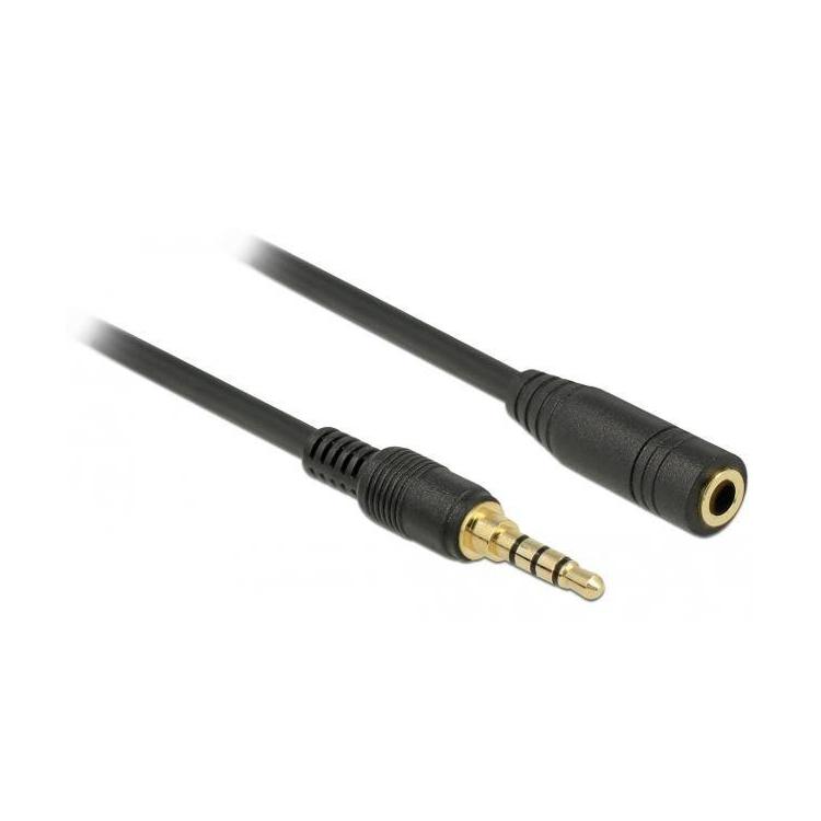 Przedłużacz audio MINIJACK 3.5MM M/F 4 PIN 0.5M czarny dla IPHONE