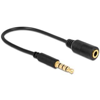 Kabel audio minijack 3.5MM M/F 4 PIN 17.5 cm czarny...