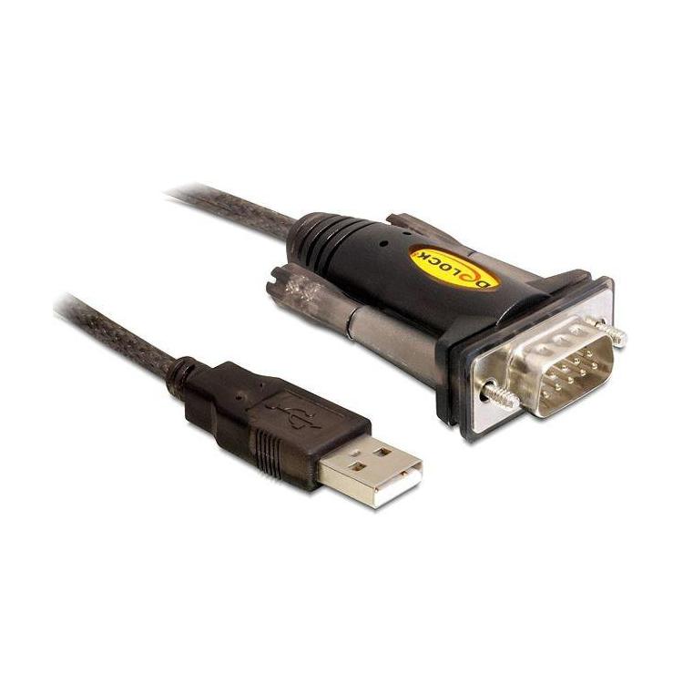 Adapter USB-A(M) 1 .1- SERIAL 9PIN DB9 (COM)(M) na kablu 150 cm czarny