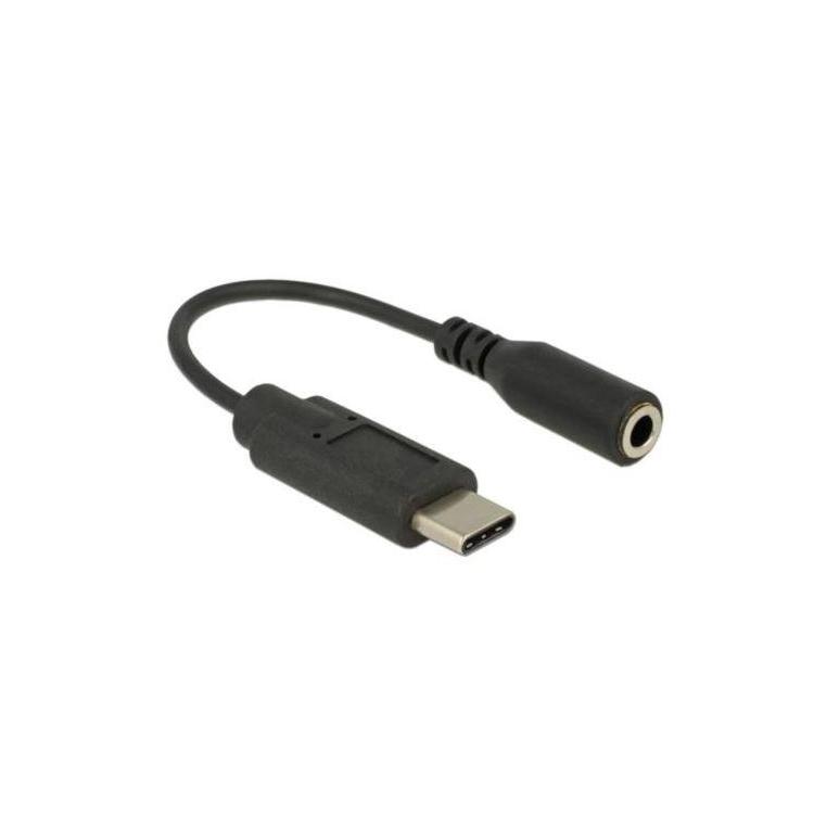 Adapter USB C(M) 2.0- MINIJACK 3.5mm(F) na kablu 14cm czarny