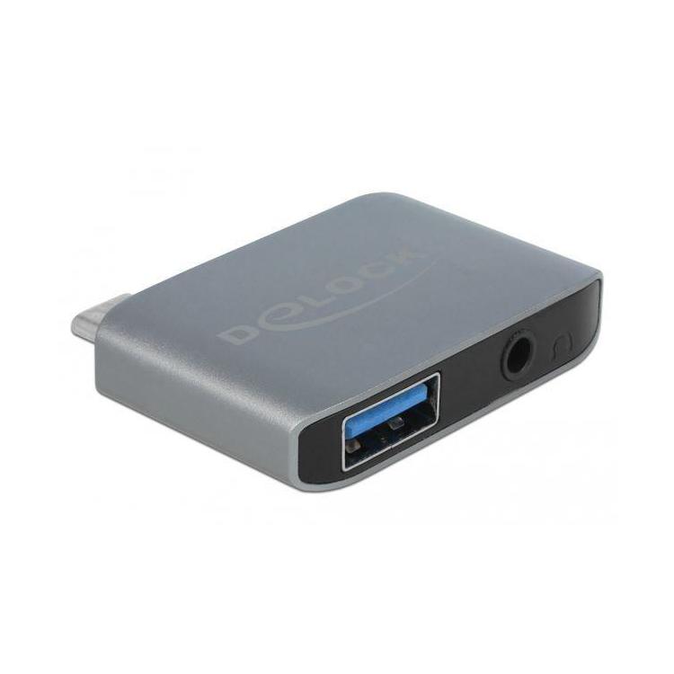 Adapter USB-C(M)- MINIJACK 3.5mm(F)+USB-A(F)