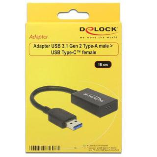 Adapter USB-A(M) 3.1 GEN 2- USB-C(F) 15cm czarny