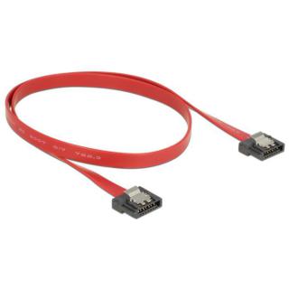 Kabel SATA DATA III (6GB/S) F/F 50cm z zatrzaskami metalowymi FLEXI czerwony