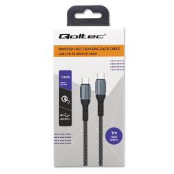 Kabel USB Qoltec 2.0 typ C | USB 2.0 typ C 100W| QC 3.0 | PD | 1m | Czarny