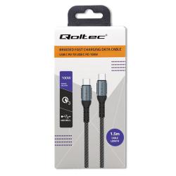 Kabel USB Qoltec 2.0 typ C | USB 2.0 typ C 100W | QC 3.0 | PD | 1.5m | Czarny