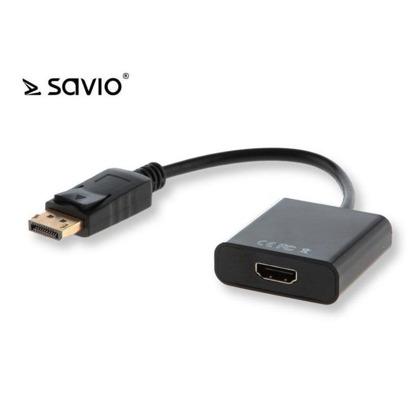 Kabel adapter Savio CL-55/B DisplayPort M - HDMI A F, worek