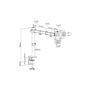 Uchwyt biurkowy pojedynczy z zaciskiem 1xLCD max. 32 cale max. 8 kg uchylno-obrotowy 270 (PIVOT)