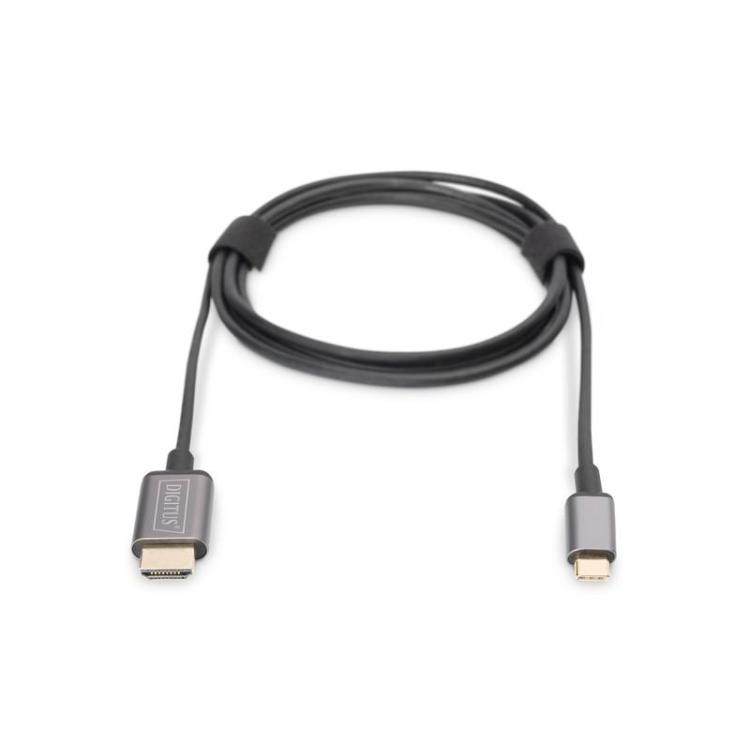 Kabel adapter HDMI 4K 30Hz na USB Typ C 3.1 metalowa obudowa HQ czarny 1.8m