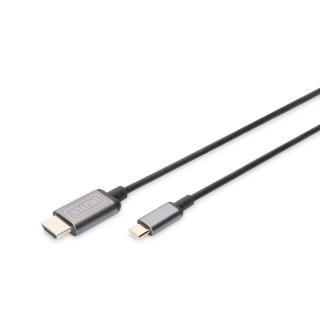 Kabel adapter HDMI 4K 30Hz na USB Typ C 3.1 metalowa obudowa HQ czarny 1.8m