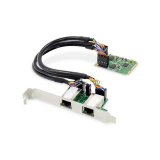 Karta sieciowa przewodowa mini PCI Express 2x RJ45 Gigabit 10/100/1000Mbps Low Profile