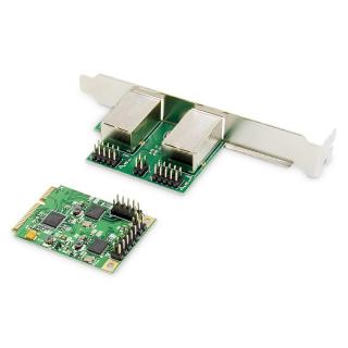 Karta sieciowa przewodowa mini PCI Express 2x RJ45 Gigabit 10/100/1000Mbps Low Profile