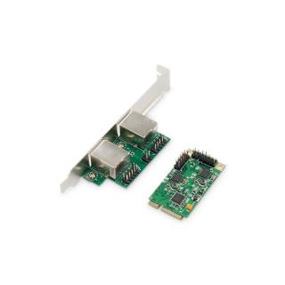 Karta sieciowa przewodowa mini PCI Express 2x RJ45 Gigabit 10/100/1000Mbps Low Profile