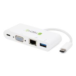 Kabel adapter Techly USB-C do VGA / Gigabit RJ45 / USB-A...