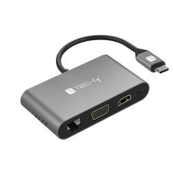 Kabel adapter Techly USB-C MultiPort HDMI/VGA/RJ45/USB-C PD/ USB-A MicroSD