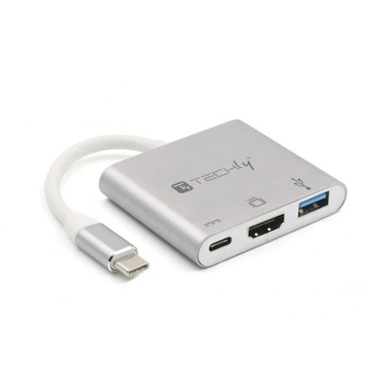 Kabel adapter Techly USB-C Multiport / HDMI/USB-A 3.0/USB-C PD