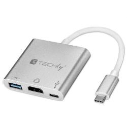 Kabel adapter Techly USB-C Multiport / HDMI/USB-A...