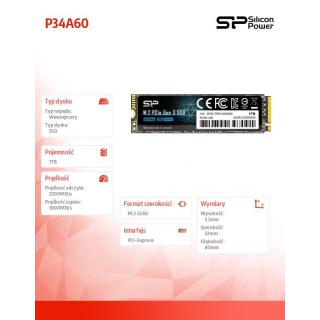 Dysk SSD P34A60 1TB PCIE M.2 NVMe 2200/1600 MB/s