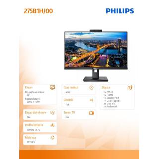 Monitor 275B1H 27 cali IPS DVI HDMI DP Pivot Webcam