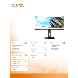 Monitor CU34P2A 34 cale VA Curved 100Hz HDMIx2 DP regulacja wysokości