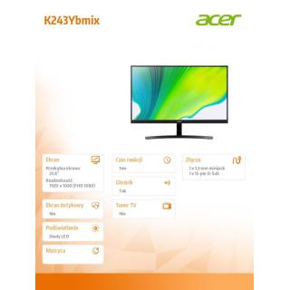 Monitor 23.8 cali K243Ybmix IPS 1MS/100Hz/AMD FreeS/HDMI/VGA/GŁOŚNIK