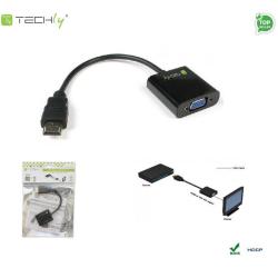 Adapter Techly HDMI-VGA2 HDMI męski na VGA żeński, czarny...