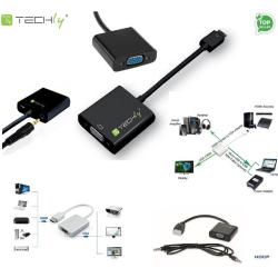 Adapter Techly HDMI-VGA2AU HDMI męski na VGA żeński,...