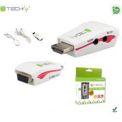 Adapter Techly HDMI-VGA2MA HDMI na VGA M/F z audio, wersja mini, biały IDATA