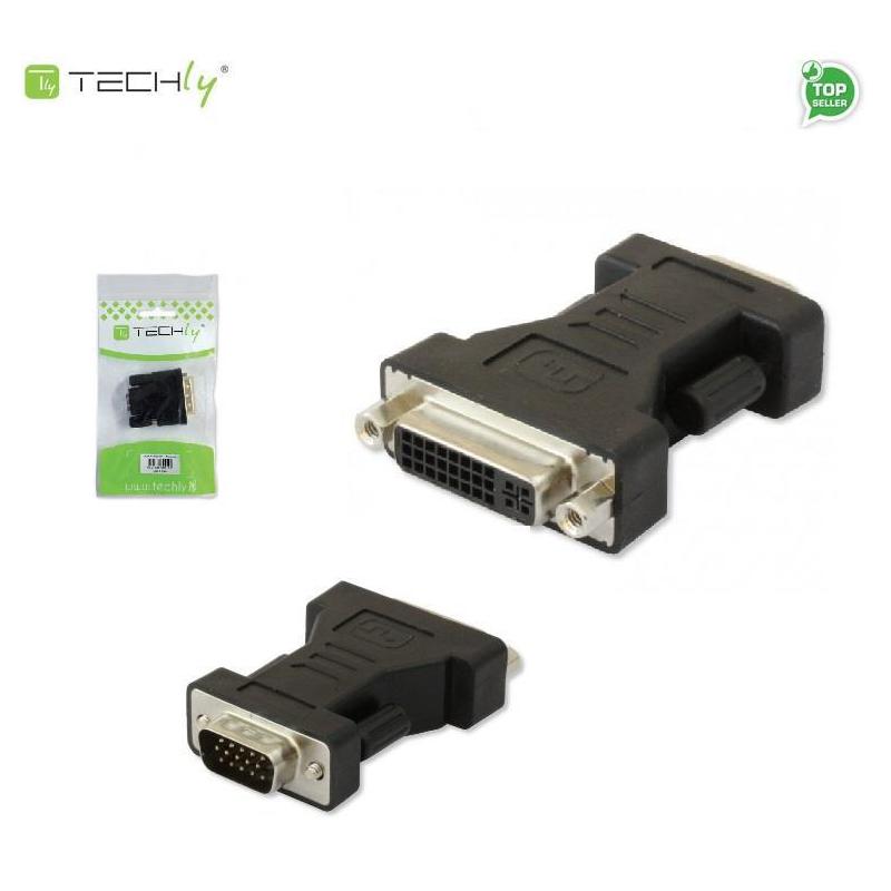 Adapter Techly DVI-9100 DVI na VGA Ż/M, czarny IADAP