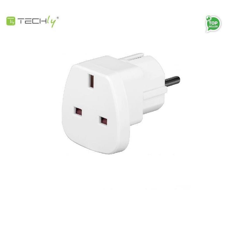 Adapter wtyku zasilania Techly A-FLAZASUKWH UK/EU, biały