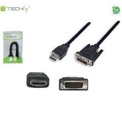 Adapter Techly HDMI-D-018 HDMI-DVI M/M 24+1, 1,8m, czarny...