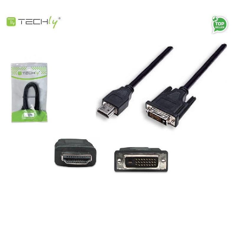 Adapter Techly HDMI-D-018 HDMI-DVI M/M 24+1, 1,8m, czarny ICOC