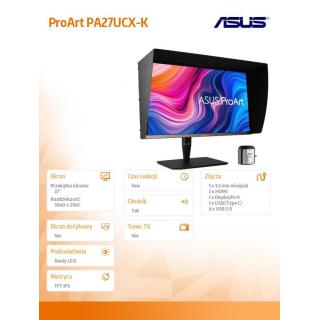 Monitor 27 cali PA27UCX-K mini dLED IPS 4K HDR10 1200nit USB-C DP HDMI PIVOT 100% sRGB Głośnik