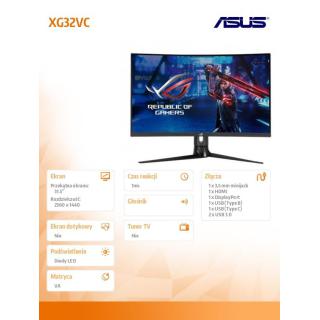 Monitor ROG Strix 32 cale XG32VC WQHD VA 1800R 400cd/m2 144/170Hz 125% sRGB DP HDMI USB-C USBx2