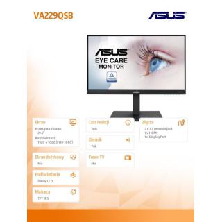 Monitor 21.5 cala VA229QSB IPS LED DP HDMI VGA USB PIVOT Głośnik