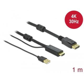 Kabel HDMI(M) - DISPLAYPORT(M) 4K 1M ZASILANY USB A(M)...