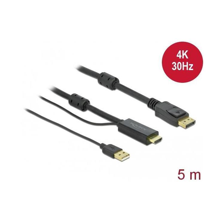 Kabel HDMI(M)-Displayport (M)4K 5M USB A(M) 85966