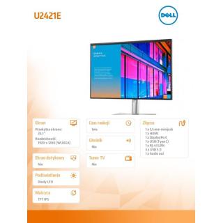 Monitor U2421E 24,1 cali WUXGA (1920x1200) /16:10/HDMI/DP/USB-C/RJ-45/5xUSB 5 Gbps /3Y PPG