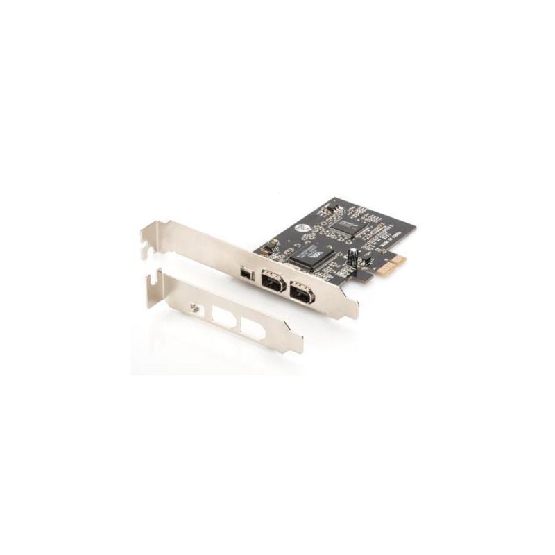 Kontroler Firewire (400) DIGITUS PCI Express, 3xZew. IEEE1394a 6pin + Mini, Low Profile